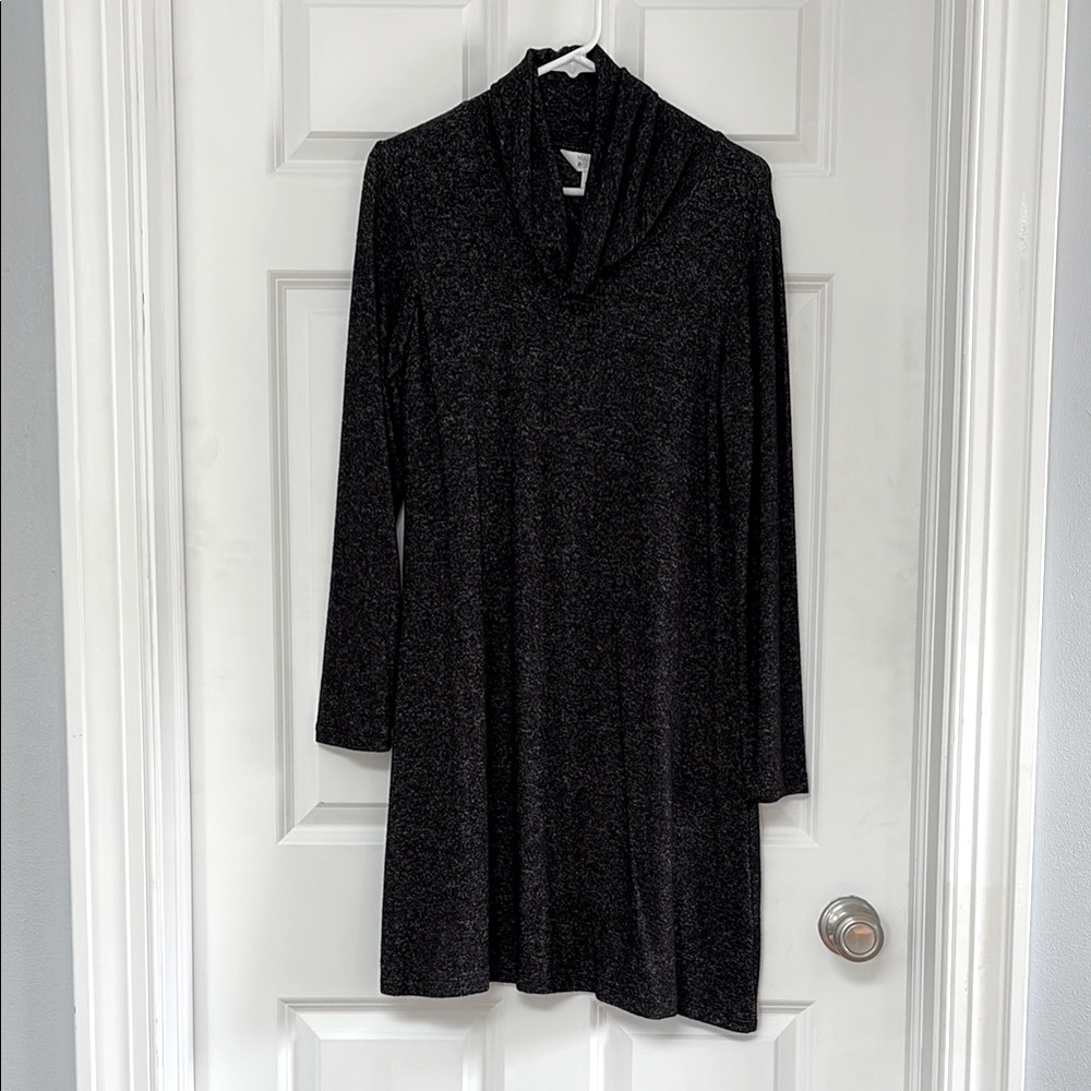 Elegant Heather Black Long Sleeve Dress